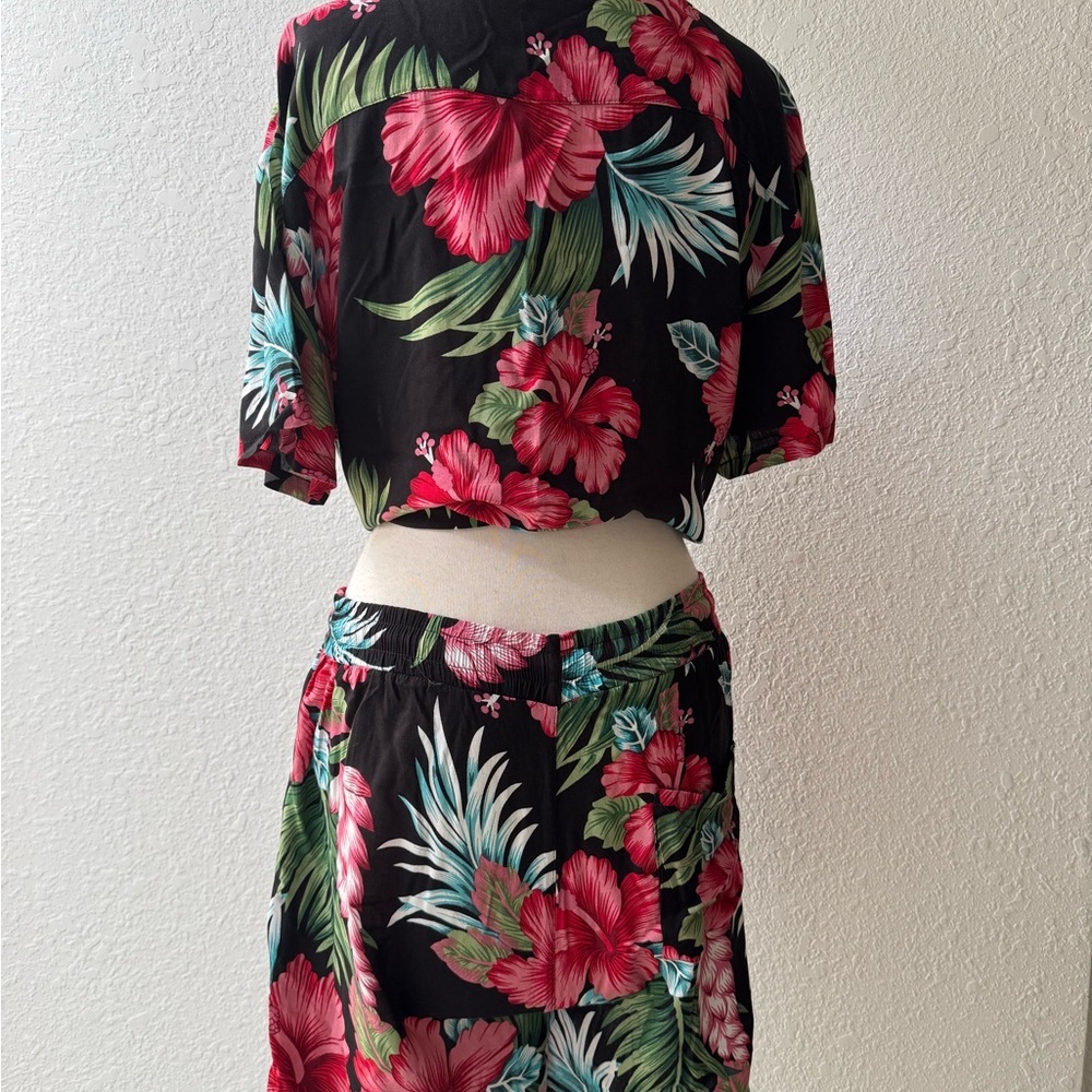 EISHOPEER Unisex Flower Hawaiian Set Casual Short Sleeve Shirt and Shorts Small - Picture 10 of 13